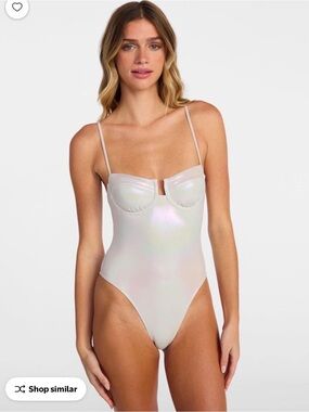One-Piece Pearl Beige Swimsuit NWT Size L 12-14